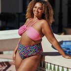 Braga bikini moldeadora de talle alto reversible de singular swim.