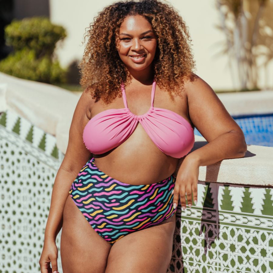 Braga bikini moldeadora de talle alto reversible de singular swim.