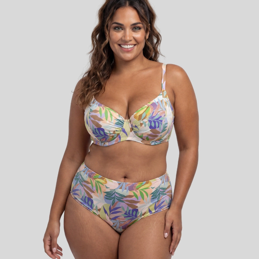 Braga bikini de talle alto estampada, bahia de dorina.
