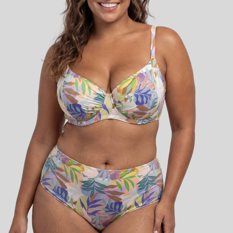 Braga bikini de talle alto estampada, bahia de dorina.