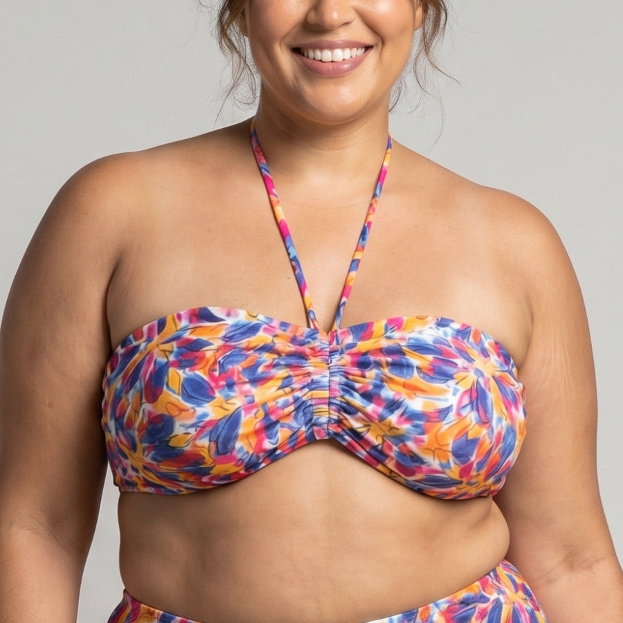 Copa bikini bandeau estampada, singular swim.