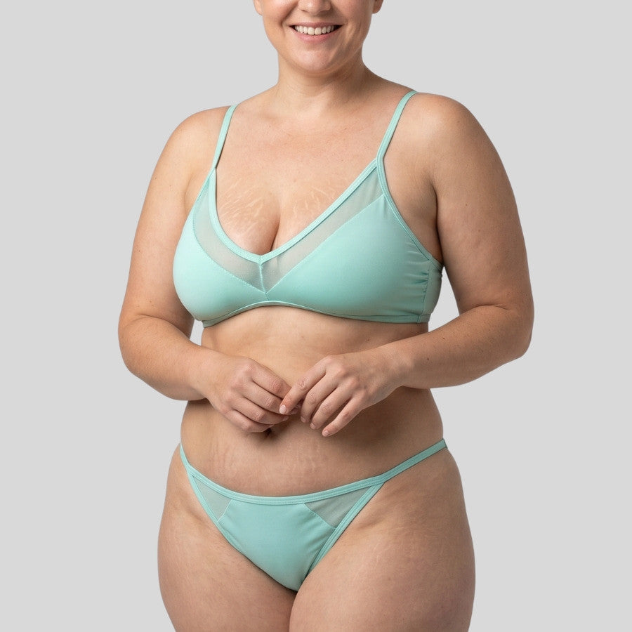 conjunto bikini tipo top sin aros, torca de dorina.