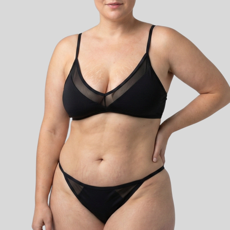 conjunto bikini tipo top sin aros, torca de dorina.