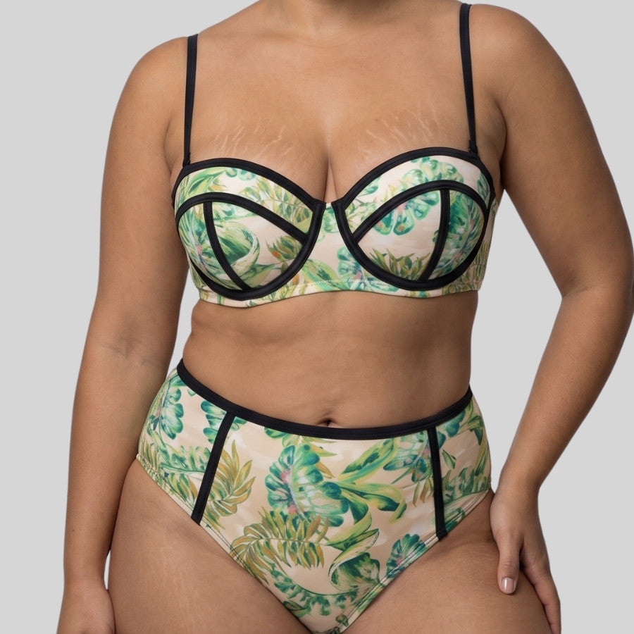 tropical print bandeau bikini top, mokolo by dorina.