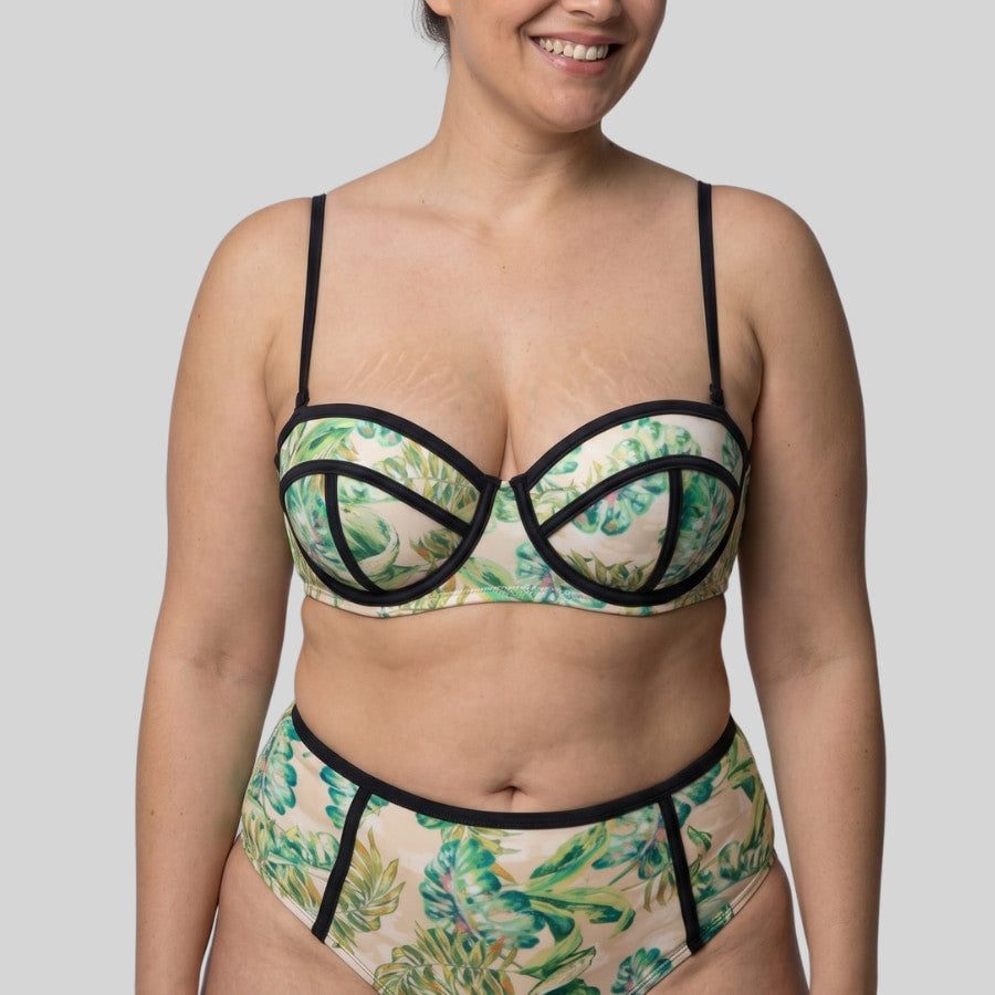 copa bikini bandeau estampado tropical, mokolo de dorina.