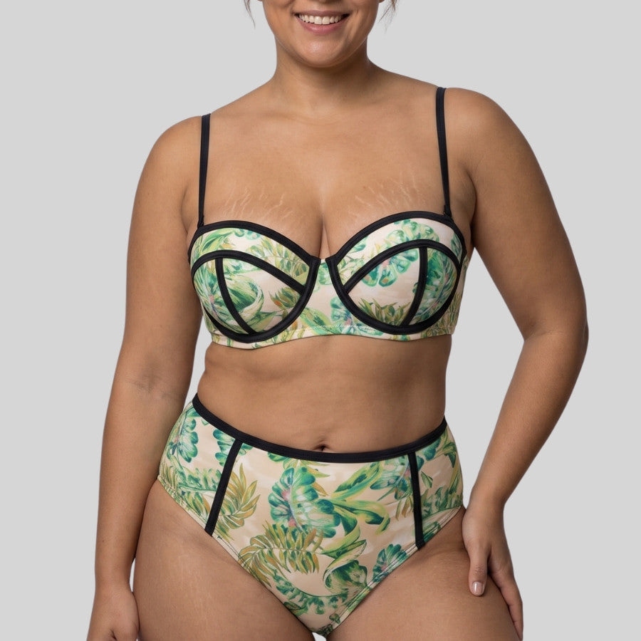 copa bikini bandeau estampado tropical, mokolo de dorina.