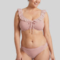 conjunto bikini de rayas sin aros, copa b de ysabel mora.