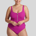 Bañador cremallera liso sin aros, elouise de rosa faia.