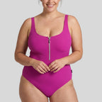 Bañador cremallera liso sin aros, elouise de rosa faia.