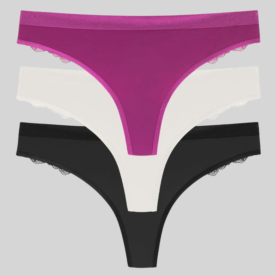 packx3 lace thong briefs, crystal by dorina.