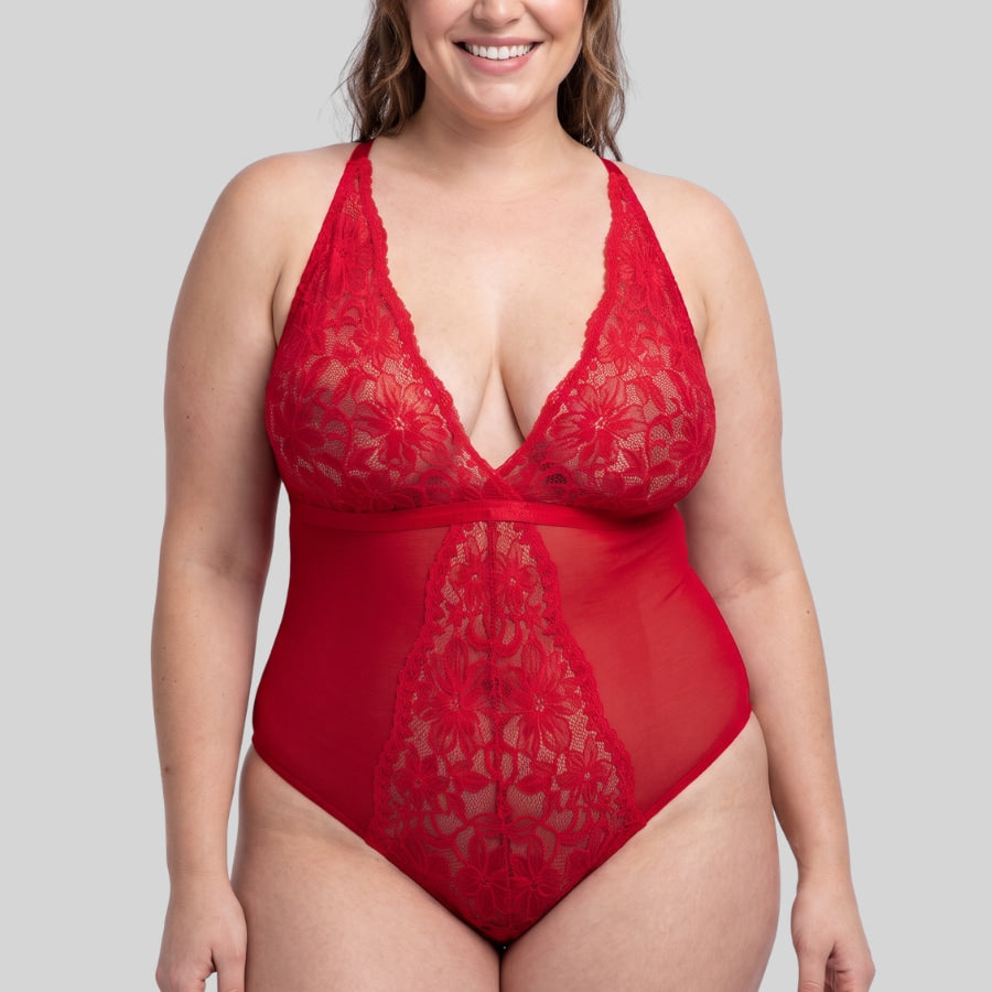 Body lencero super escotado de encaje, jemma de dorina.