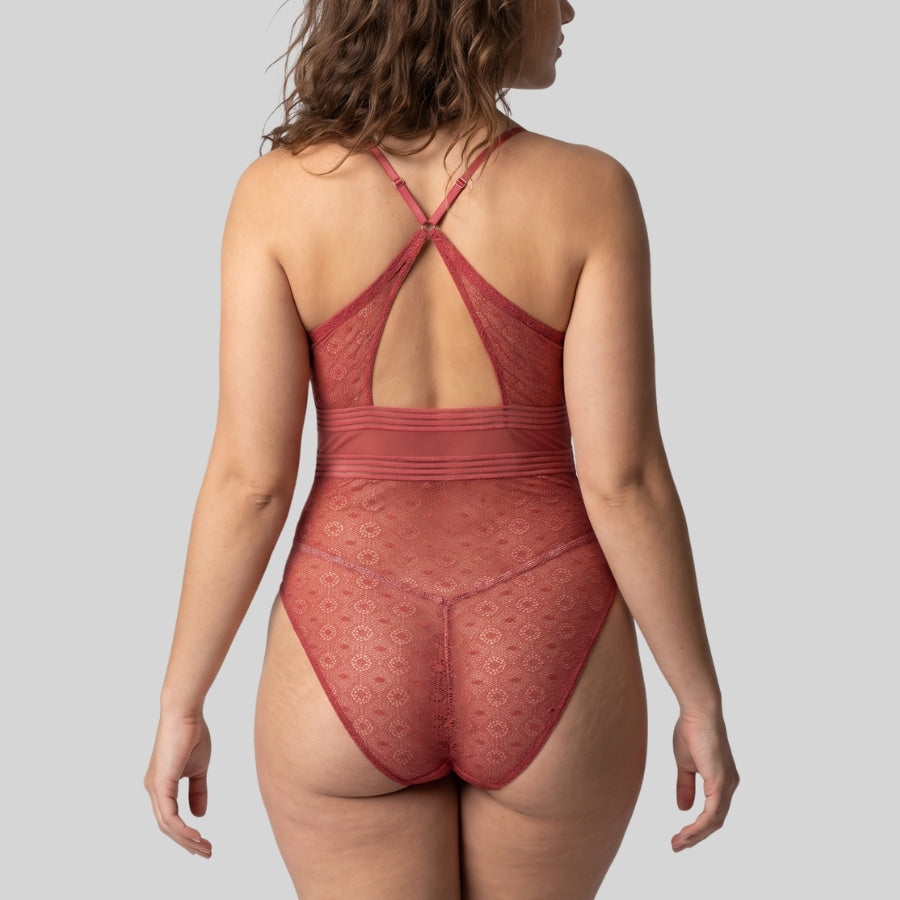 body super escotado de encaje sin aros, dune de dorina.