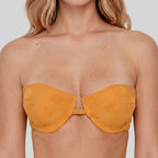 Conjunto bikini sin tirantes, estampado soles, relleno fino, gisela.