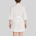 bata de novia crepe con lunares, promise bridal.