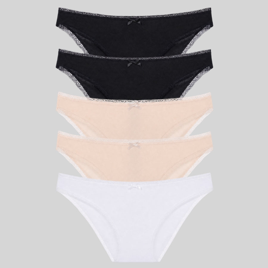 packx5 braguitas corte midi, essential cotton de dorina.