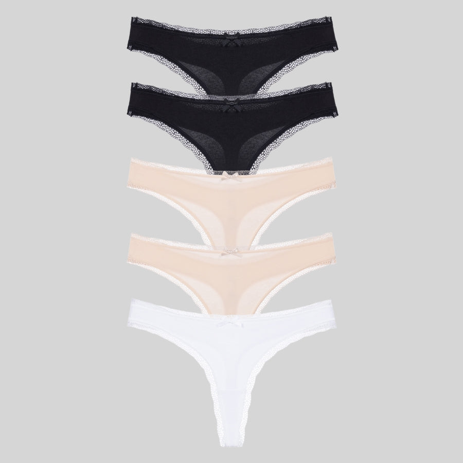 packx5 braguitas corte tanga, essential cotton de dorina.