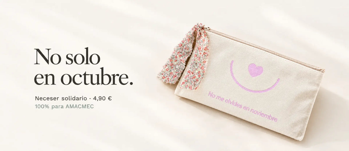 No solo en octubre. Neceser solidario de Singular, 4,90 €. 100% para AMACMEC.